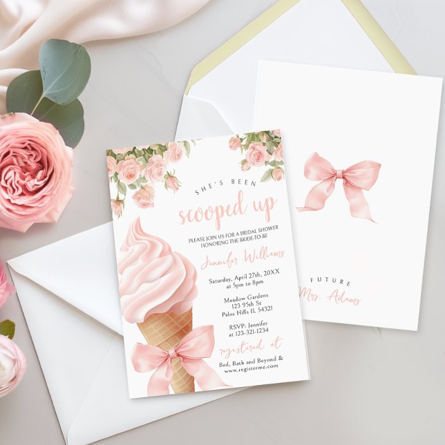 Rosa Sie wurde mit Eiscreme-Brautparty überzogen Einladung (Von Creator hochgeladen)