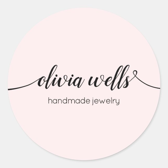 Rosa Signature Script Klassischer Rundsticker Runder Aufkleber (Vorderseite)