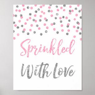 Rosa Silber Confetti Sprinkler mit Liebe Zeichen Poster