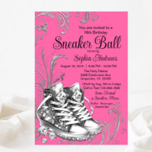 Rosa Silber Diamond Sneaker Ball Einladung