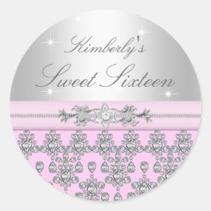 Rosa & Silber Diamond Sweet 16 Sticker