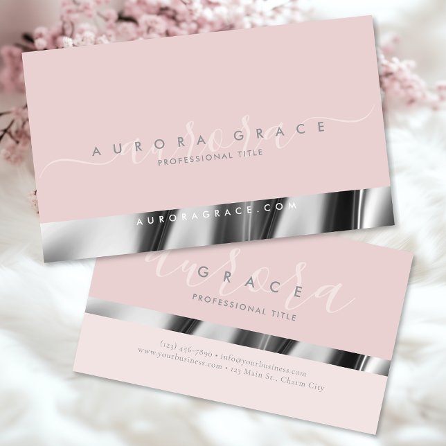 Rosa Silber Elegance Visitenkarte (Von Creator hochgeladen)