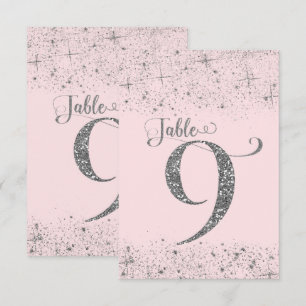 Rosa Silber Glitter-Tischzahlen Nummer 9 Einladung