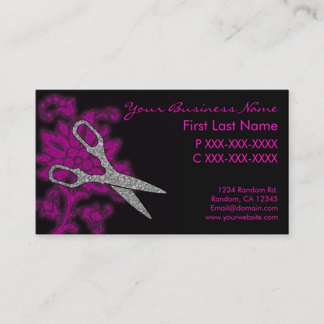 Rosa silber Glitzer wirbelnde Visitenkarten Visitenkarte (Vorderseite)