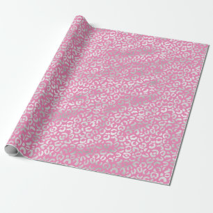 Rosa Silber Leopard Print Geschenkpapier