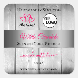 Rosa Silber Logo für die Produktkennzeichnung von  Quadratischer Aufkleber