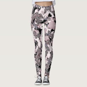 Rosa Silber & schwarze Schönheit Spill Glam Gloss Leggings