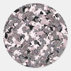 Rosa Silber & schwarze Schönheit Spill Glam Gloss  Runder Aufkleber