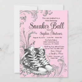 Rosa Silber Sneaker Ball Einladung
