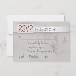Rosa, Silber und Grau RSVP Karte