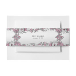 Rosa Silber Weiße Flora Einladungsbanderole