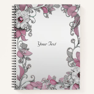 Rosa Silber White Floral Notebook Notizbuch