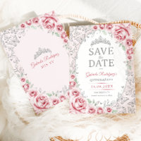 Rosa silberne florale Quinceanera
