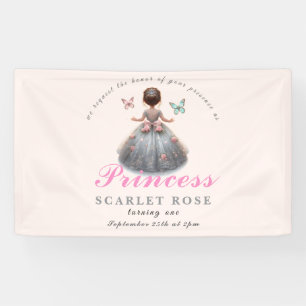 Rosa silberne Prinzessin-Kröte Geburtstagsparty Ma Banner