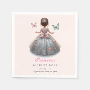 Rosa silberne Prinzessin-Kröte Geburtstagsparty Ma Serviette