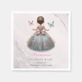 Rosa silberne Prinzessin-Kröte Geburtstagsparty Ma Serviette