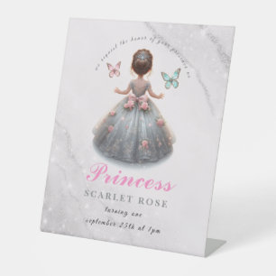 Rosa silberne Prinzessin-Kröte Geburtstagsparty Ma Sockelschild