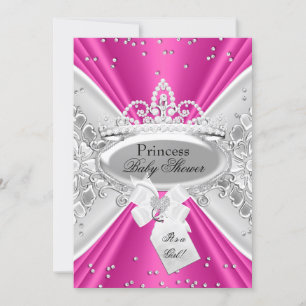 Rosa silberne Prinzessinnen-Tiara-Baby-Shower-Einl Einladung