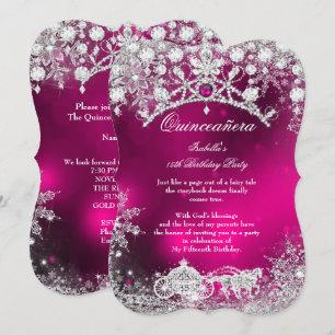 Rosa silberne Quinceanera 15. Winterwunderland Einladung