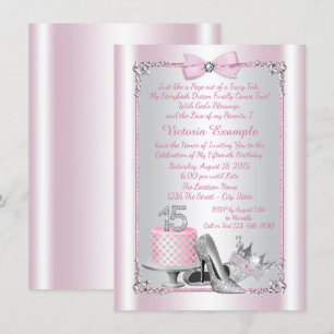 Rosa silberne Quinceanera-Einladungen Einladung