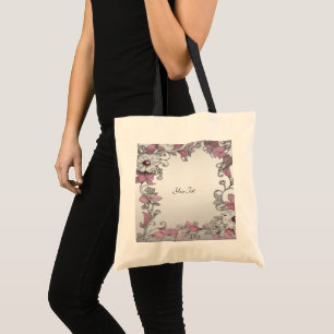 Rosa silberne weiße Blumen-Tasche Tragetasche