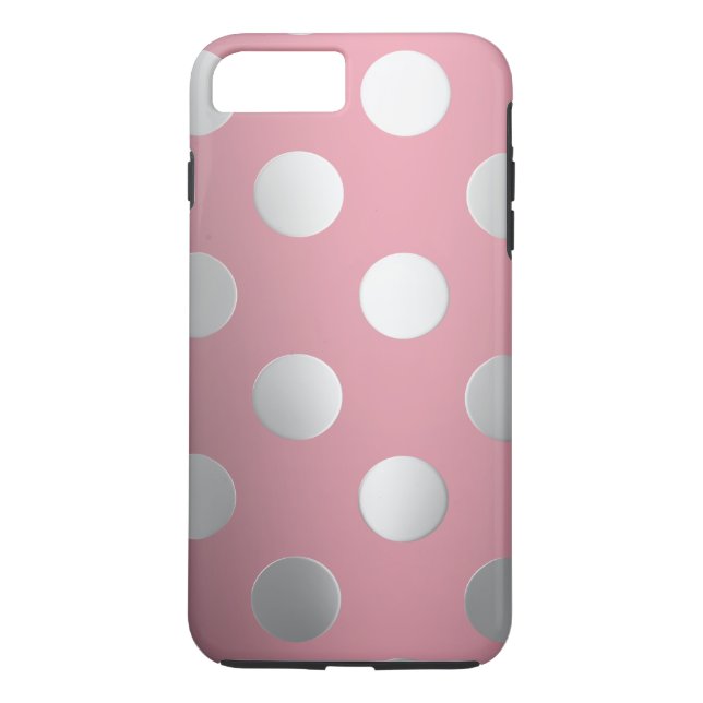 Rosa, Silberpolka-Punkte Case-Mate iPhone Hülle (Rückseite)