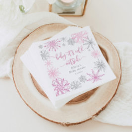 Rosa Silberschneeflocken säumen draußen die Kälte Serviette