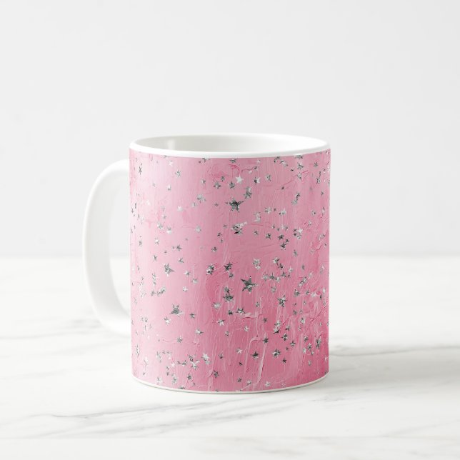 Rosa Silbersterne Kaffeetasse (Vorderseite Links)