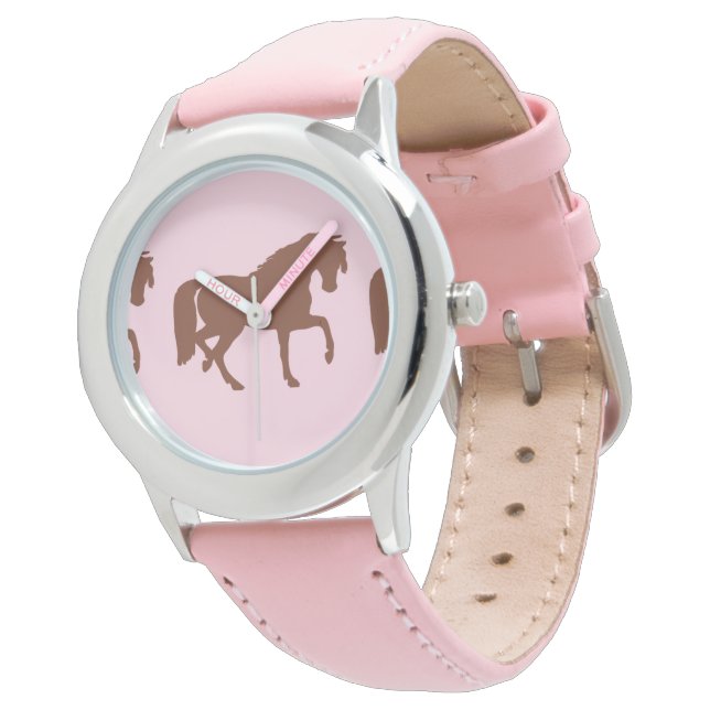 Rosa Silhouette Armbanduhr (Schrägansicht)