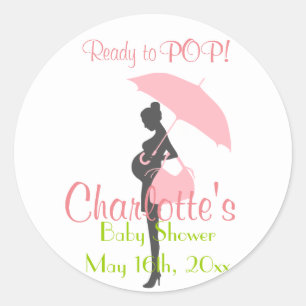 Rosa Silhouette Babydusche Gastgeschenk Aufkleber