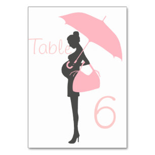 Rosa Silhouette Babyduschkarte Tischnummer
