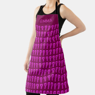 Rosa Silhouette Djembe Drum Muster Lila Fleece Schürze