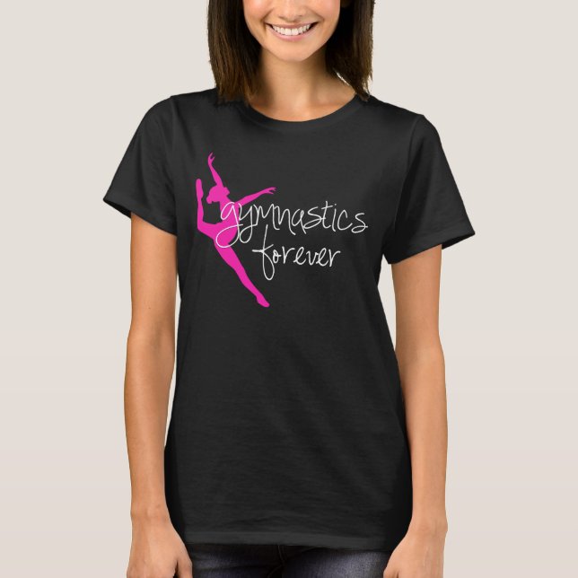 Rosa Silhouette-Gymnastik für immer T-Shirt (Vorderseite)