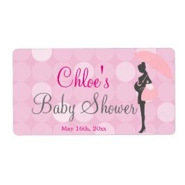 Rosa Silhouette Kinderdusche Wasserflaschen Etiket