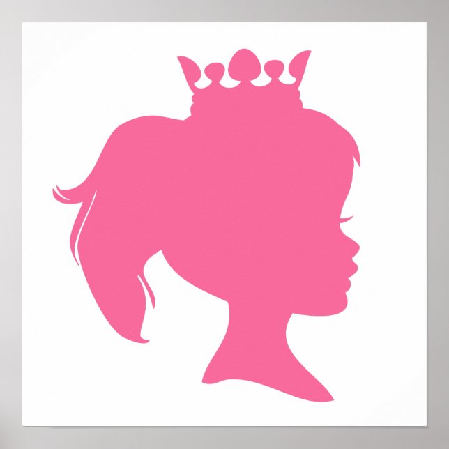 Rosa Silhouette Prinzessin T - Shirt und Geschenke Poster (Vorne)