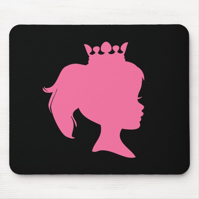 Rosa Silhouette-Prinzessin T-shirts und Geschenke Mousepad (Vorne)
