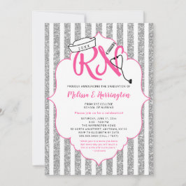 Rosa Silver Glitzer RN Graduierungsparty Einladung