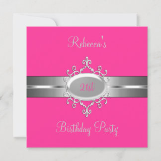 Rosa Silver Jewel 21. Elegante Geburtstagsparty Einladung