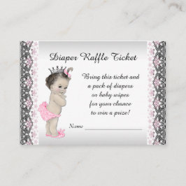 Rosa Silver Princess Diaper Raffel Ticket Begleitkarte