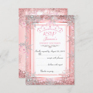 Rosa Silver Winter Wonderland Sweet 16 Party UAWG Einladung