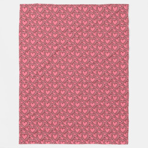 Rosa, skallopierte, ausgekleidete Herzen wiederhol Fleecedecke