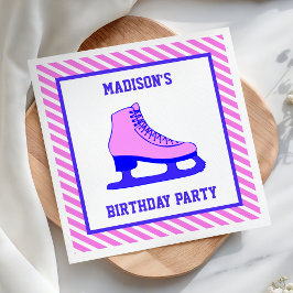 Rosa Skate Ice Skaten Birthday Party Paper Serviette