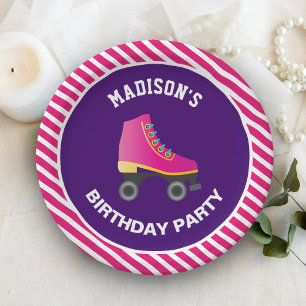Rosa Skate Roller Skaten Geburtstagsparty Pappteller