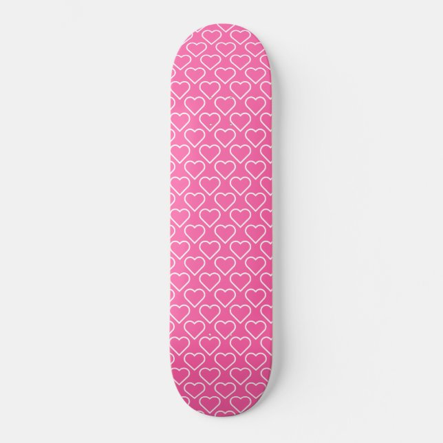 Rosa Skateboard mit Herz - Ihre Farben oder Text (Vorderseite)