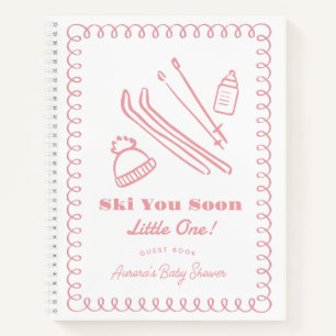 Rosa Ski Dich Bald Kleiner Junge Baby Shower Gäste Notizbuch
