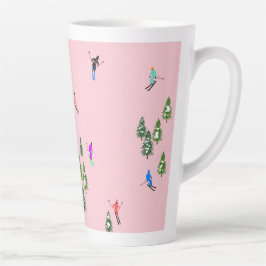 Rosa Skifahrer Ski Eröffnung Weihnachts-Skiurlaub Milchtasse
