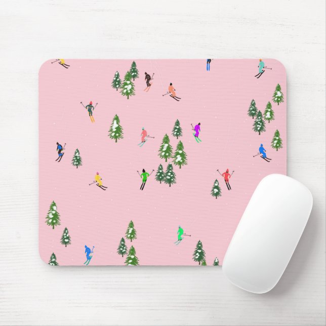 Rosa Skifahrer Ski Eröffnung Weihnachts-Skiurlaub Mousepad (Mit Mouse)