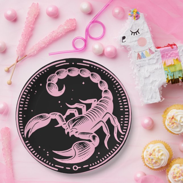 Rosa Skorpion Astrologie Zodiac Sign Skorpio Party Pappteller (Party)