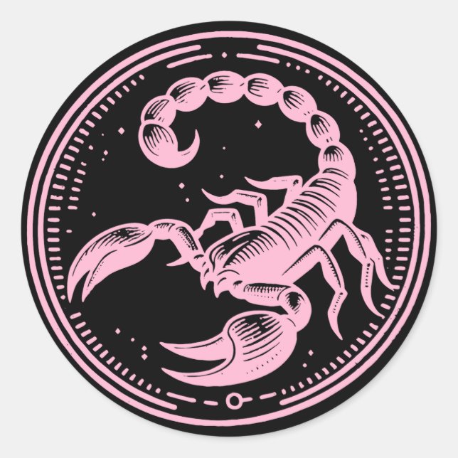 Rosa Skorpion Astrologie Zodiac Sign Skorpio Runder Aufkleber (Vorderseite)