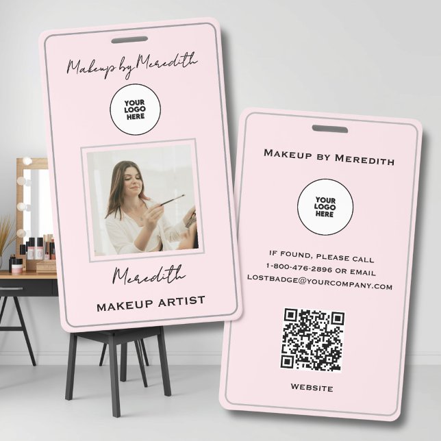Rosa Skript-Logo-Foto-Make-up-Logo-QR-Code B Ausweis (Von Creator hochgeladen)